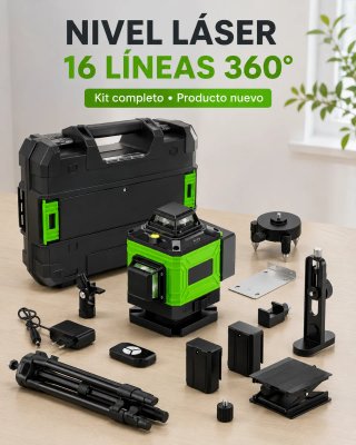 Taladro Percutor + Nivel Láser 4D 16 Líneas
