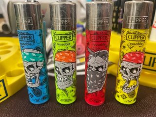 4 accendini Clipper teschi hip hop