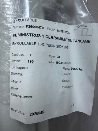 ESTOR ENROLLABLE BLANCO NUEVO 190 ALTO 190 ANCHO