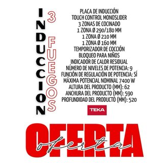 Inducción Teka 3 fuegos IBC63BF110 664688014