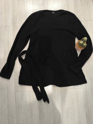 Conjunto negro de manga larga embarazo y cinturón