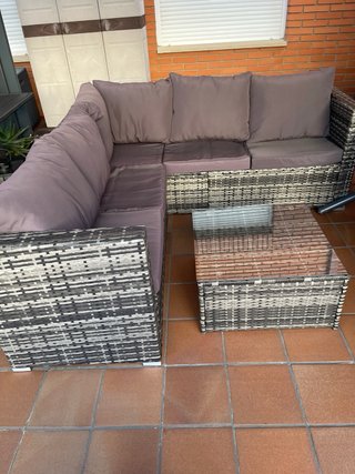 Conjunto Ratan Rinconera Marrón y Gris