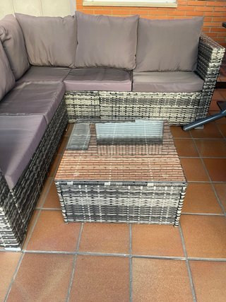 Conjunto Ratan Rinconera Marrón y Gris
