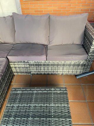 Conjunto Ratan Rinconera Marrón y Gris