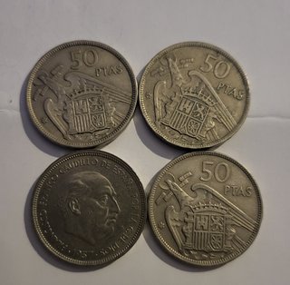 Lote de 4 monedas de 50 pesetas Franco 1957