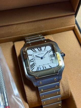 Seiko Mod Santos Plata y Oro
