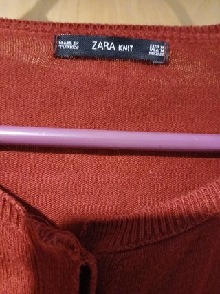 Chaqueta Zara M encaje romántico teja
