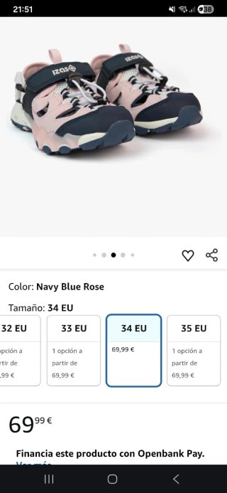 Sandalias Izas Verano Niña Azul y Rosa Talla 34