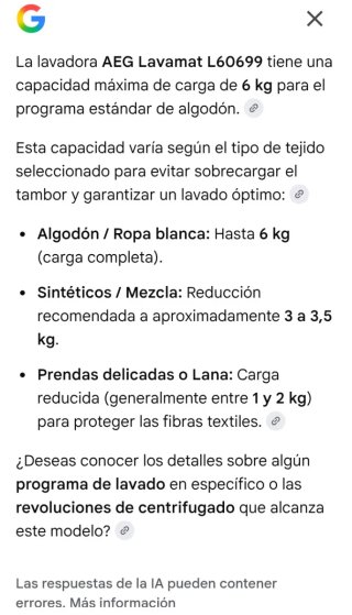 Lavadora AEG Lavamat L60699 capacidad 6kg