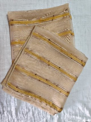 Par de visillos beige a rayas 60x218 cm