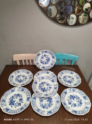 8 Platos Llanos Vintage Porcelana