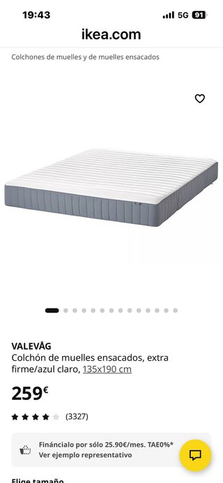 Colchon ikea 135x190 con un año de uso y somier