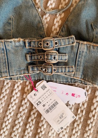 Top Denim Halter Zara x Barbie Y2K