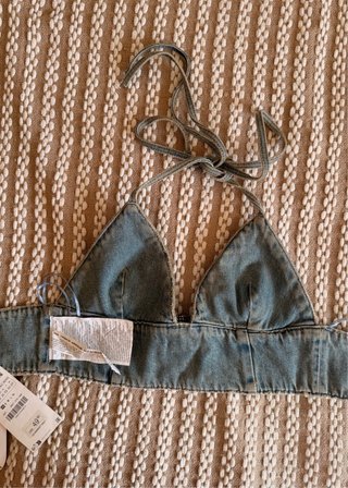 Top Denim Halter Zara x Barbie Y2K