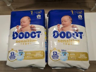 Pañales Dodot Sensitive Talla 1 (2-5 kg). 116 unid