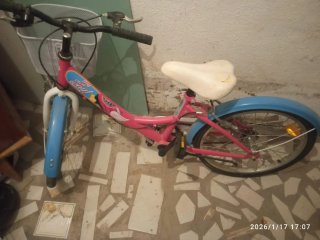 Bicicleta infantil rosa y azul