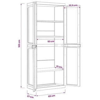 Armario Almacenaje Exterior PP Negro 65x37x165cm