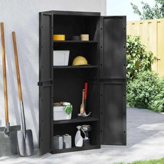 Armario Almacenaje Exterior PP Negro 65x37x165cm