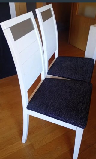 Silla de Comedor BlancaTapizado Negro