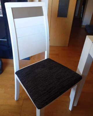 Silla de Comedor BlancaTapizado Negro