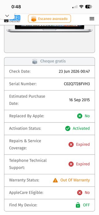 MacBook Pro Retina 13 2015 per parti