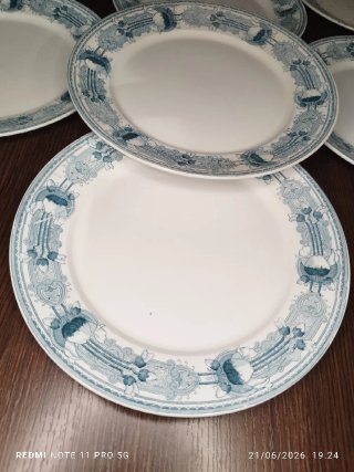 8 Platos Llanos Antiguos MASSERA Porcelana Azul