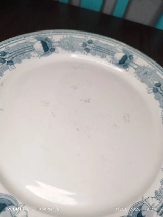 8 Platos Llanos Antiguos MASSERA Porcelana Azul