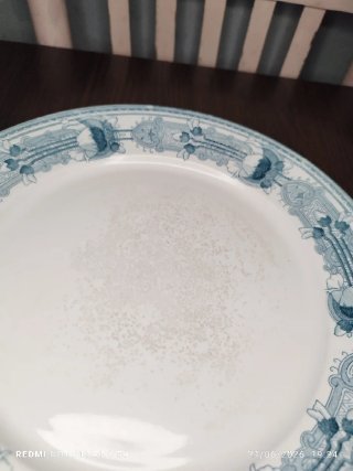8 Platos Llanos Antiguos MASSERA Porcelana Azul