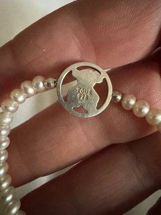 Pulsera Tous Perlas y Oso Plata Medida 17.5