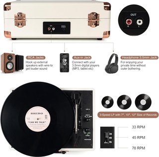Retrolife tocadiscos portátil vinilo vintage