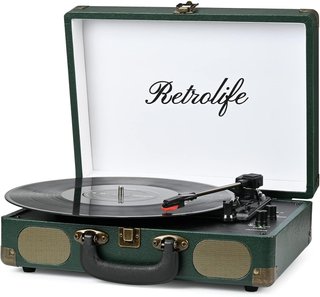 Retrolife tocadiscos portátil vinilo vintage