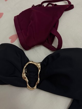 Bikinis Shein Negro y Burdeos