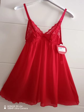 Camisón Lencero Rojo Encaje