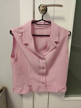 Conjunto lino rosa: camisa y falda