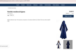 Traje Medieval Mujer Talla M
