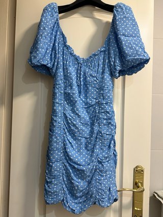 Vestido Zara Azul Lunares Talla M