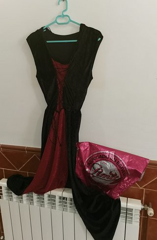 Traje Medieval Mujer XL Negro/Rojo