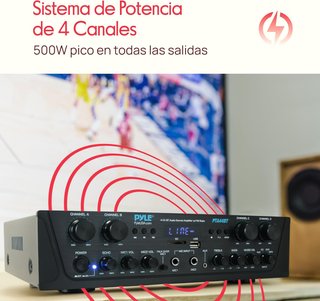 - Pyle amplificador audio bluetooth 4 canales