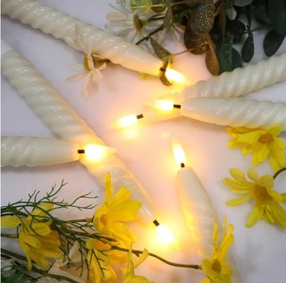 6 Velas LED Cónicas Marfil con Mando