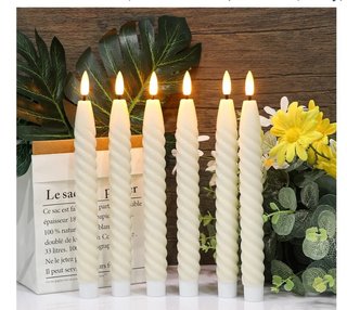 6 Velas LED Cónicas Marfil con Mando
