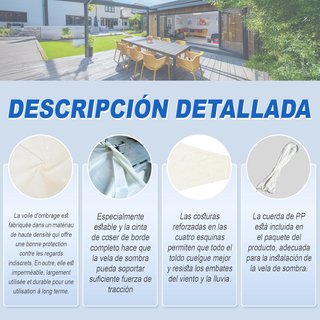 Sunnylaxx toldo vela sombra impermeable 3x4m