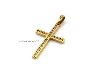 crucifijo oro 18k con piedra con diamante