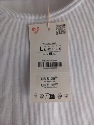Top Tank de Canalé Zara Blanco Puro T- L