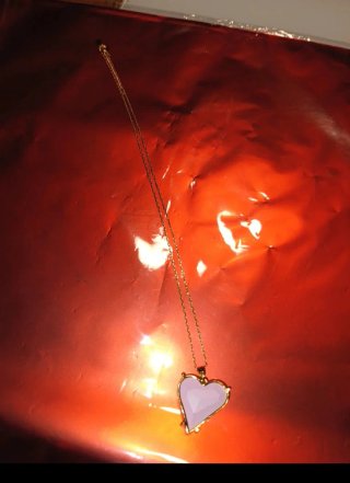 Collar Acero Dorado Corazon Rosado