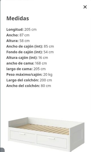Cama nido IKEA Brimnes 80x200