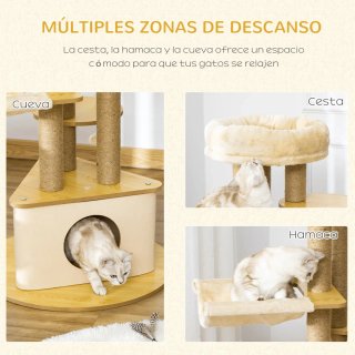 Rascador para gatos con cueva y hamaca juguete