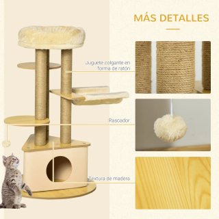 Rascador para gatos con cueva y hamaca juguete