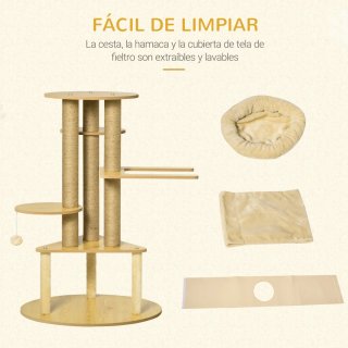 Rascador para gatos con cueva y hamaca juguete