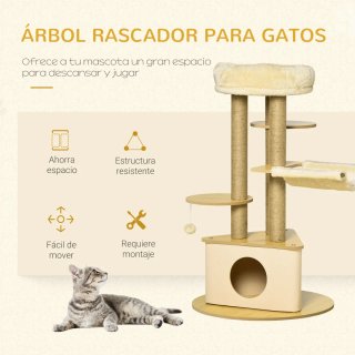 Rascador para gatos con cueva y hamaca juguete