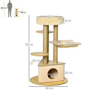 Rascador para gatos con cueva y hamaca juguete